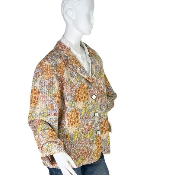 Marina Rinaldi Woven Tweeded Floral Blazer Jacket  Sz IT 25, US 16 Large - Picture 8 of 15